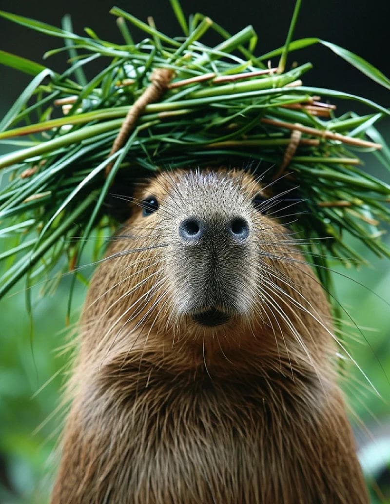 Capybara chill bên cỏ