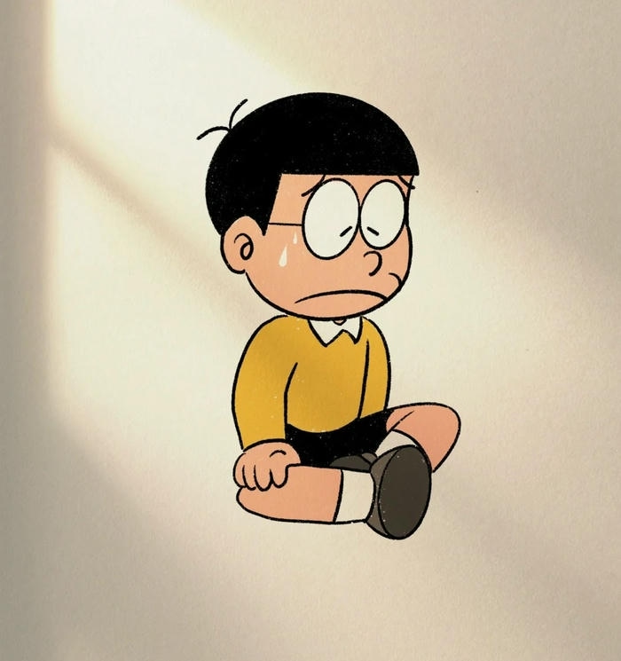 Hình ảnh Nobita ngồi buồn