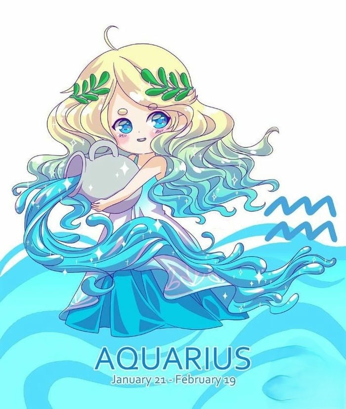 ảnh chibi cung bảo bình cực dễ thương