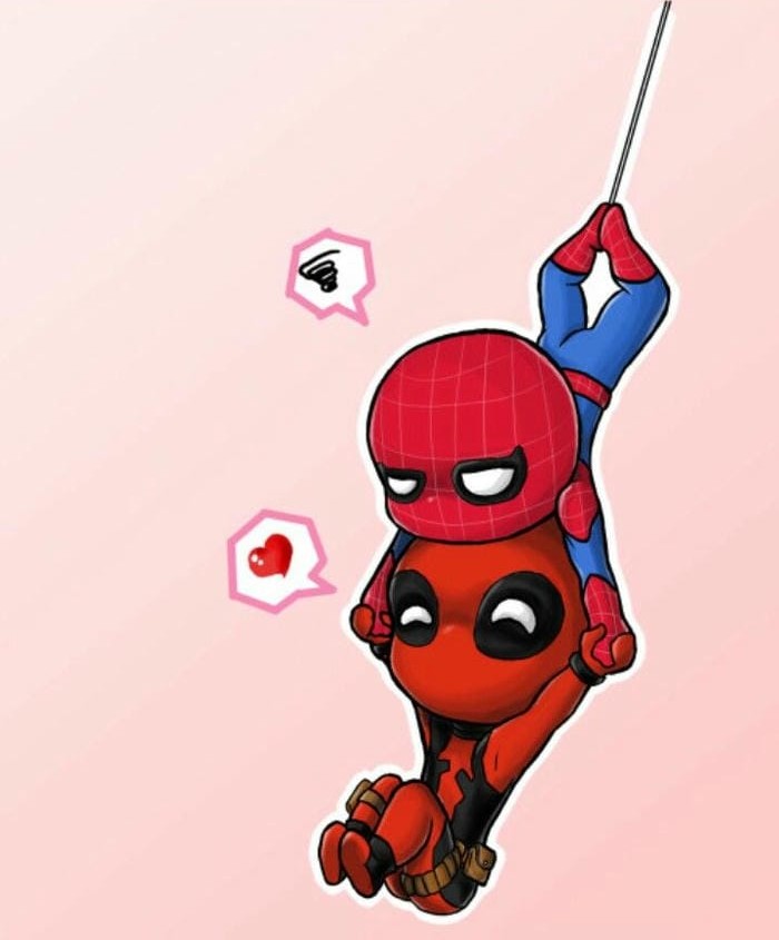ảnh chibi deadpool và spiderman đáng yêu