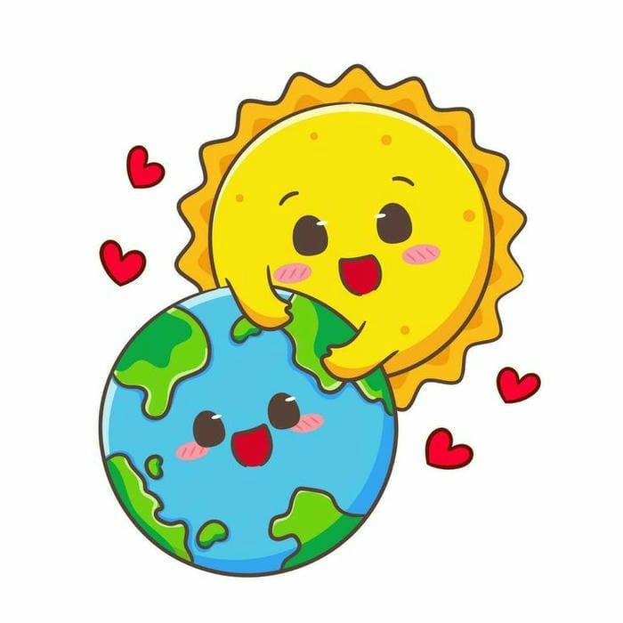 ảnh chibi mặt trời và trái đất đáng yêu