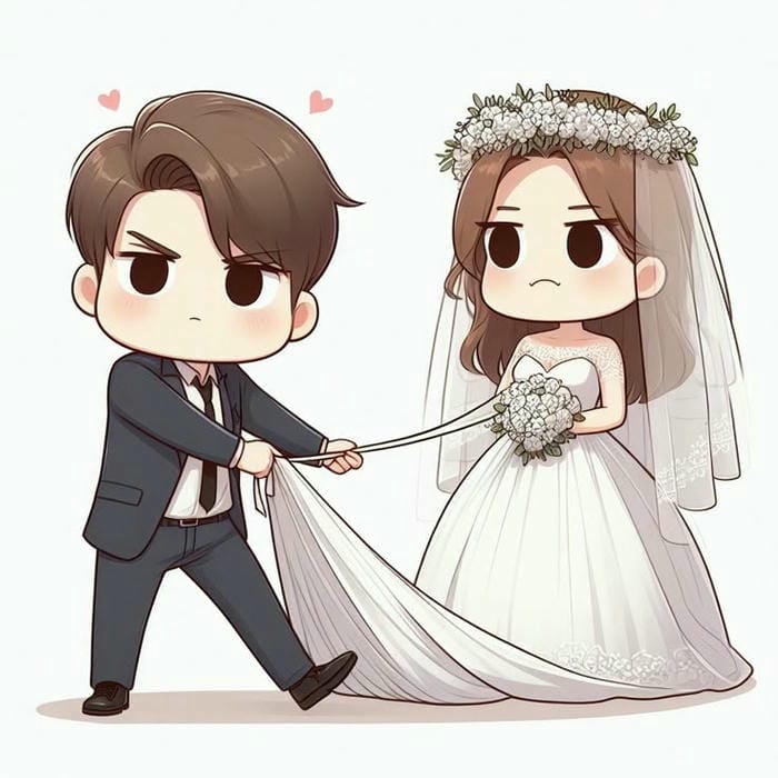 ảnh cô dâu chú rể chibi cute cực