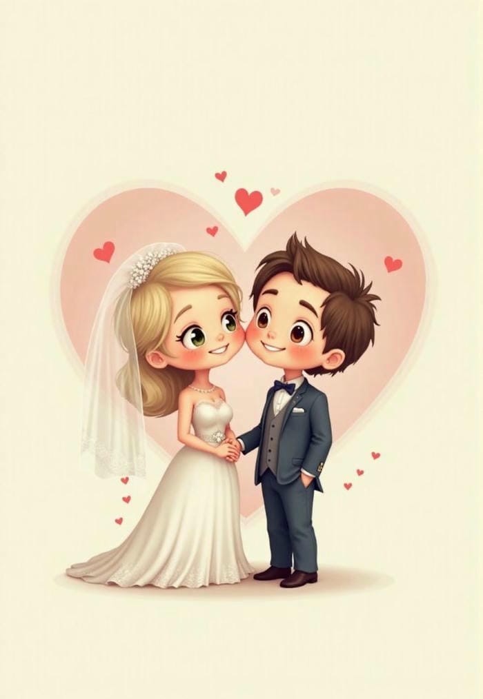 ảnh cô dâu chú rể chibi đẹp nhất