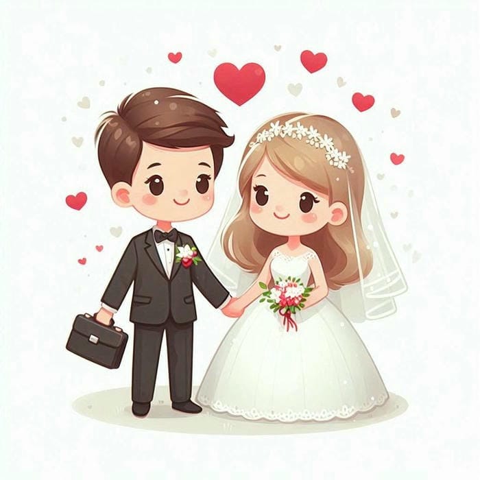 ảnh cô dâu chú rể chibi đẹp