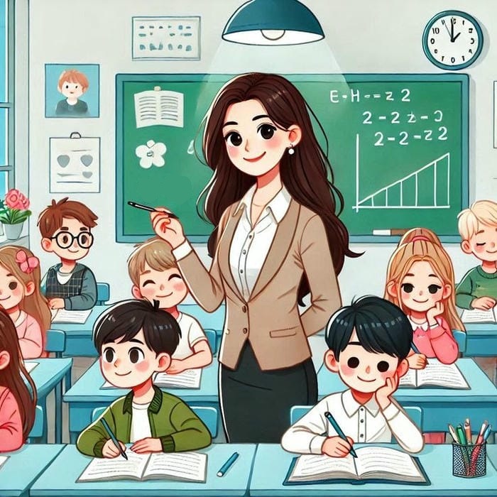 ảnh cô giáo dạy học chibi