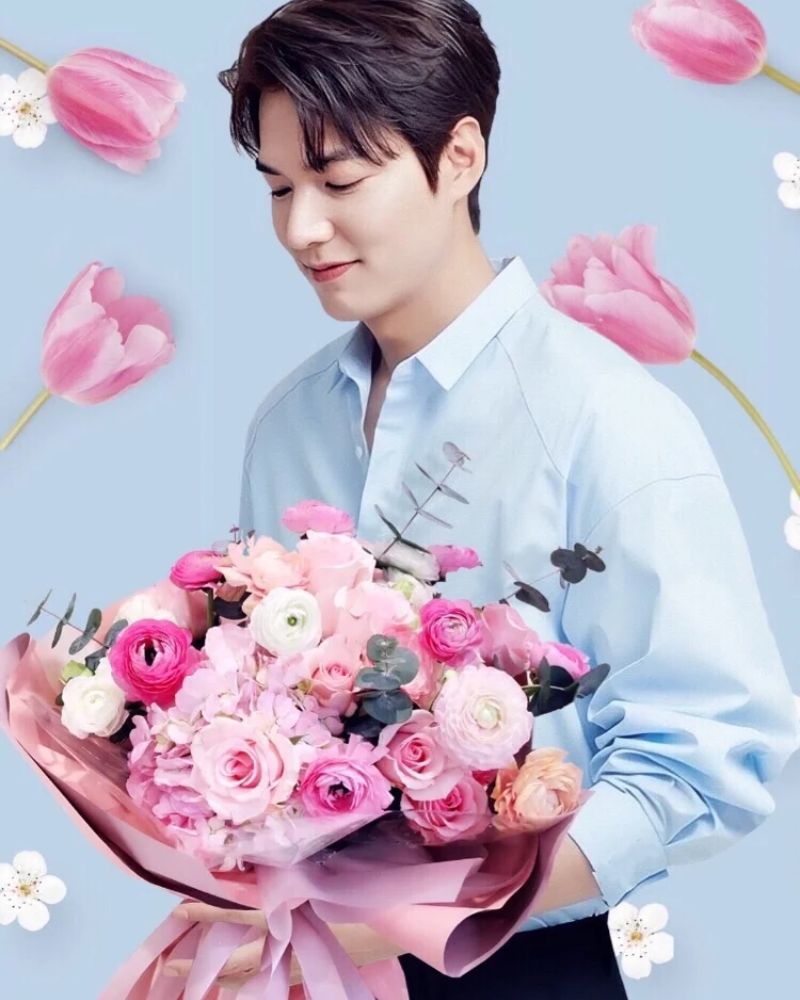 ảnh lee min ho cầm hoa