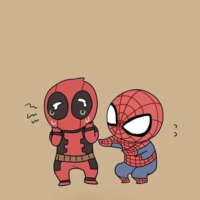 hinh anh chibi deadpool và spiderman