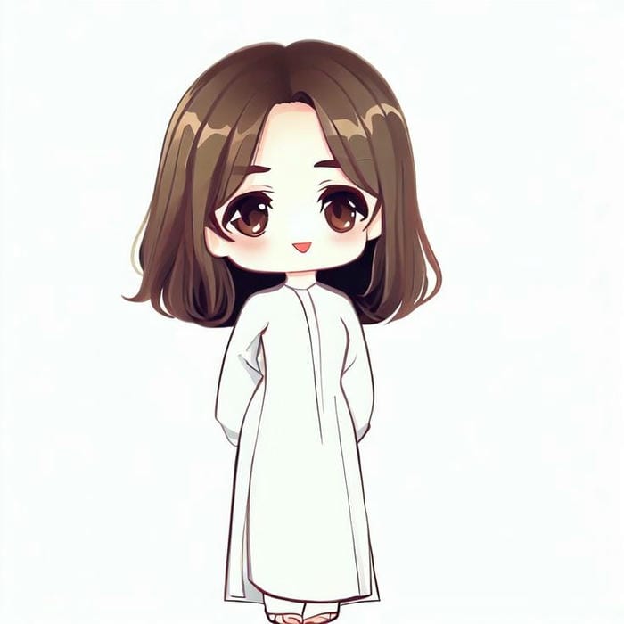 hình ảnh cô giáo mặc áo dài chibi