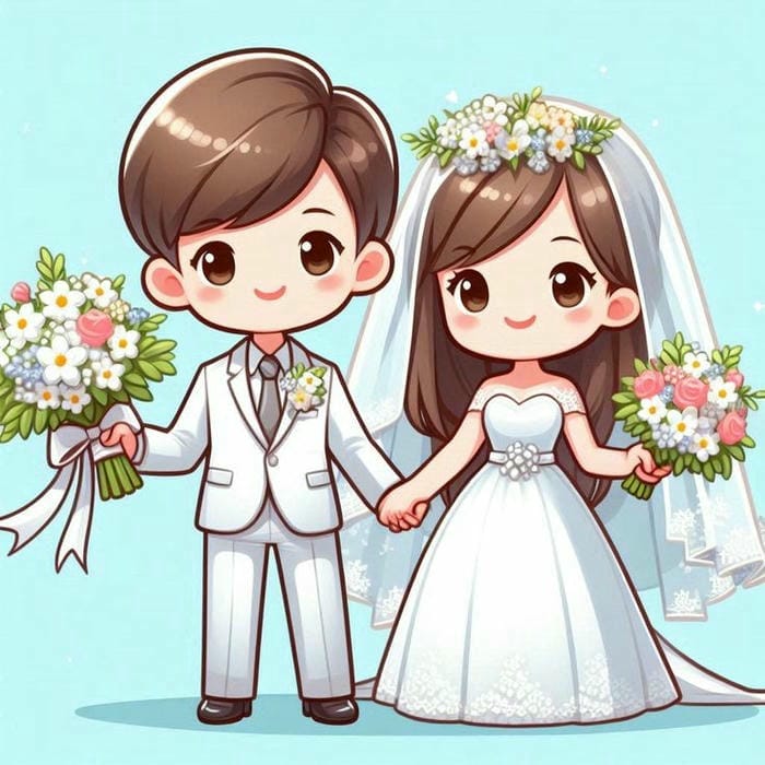 hình chibi cô dâu chú rể