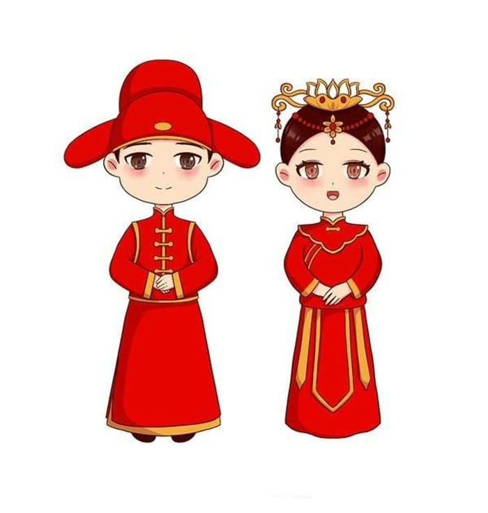 hình chibi cô dâu chú rể đáng yêu