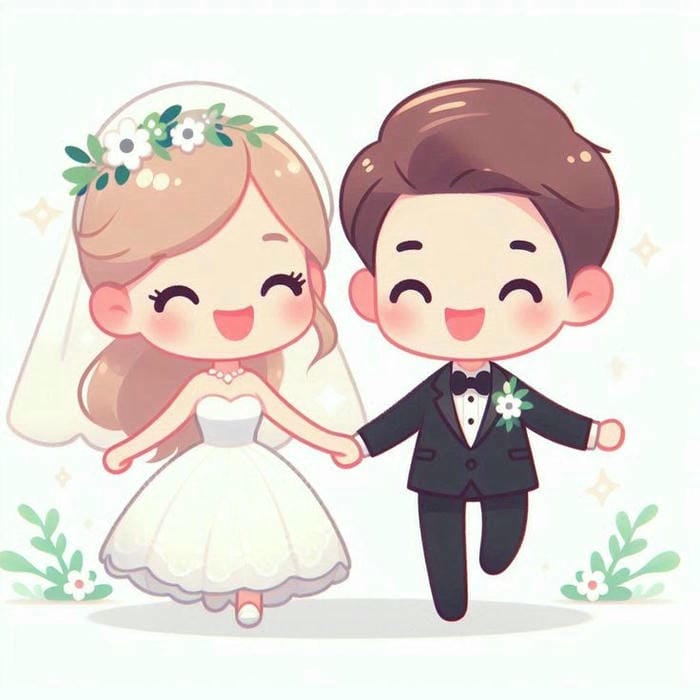 hình chibi cô dâu chú rể đẹp cực