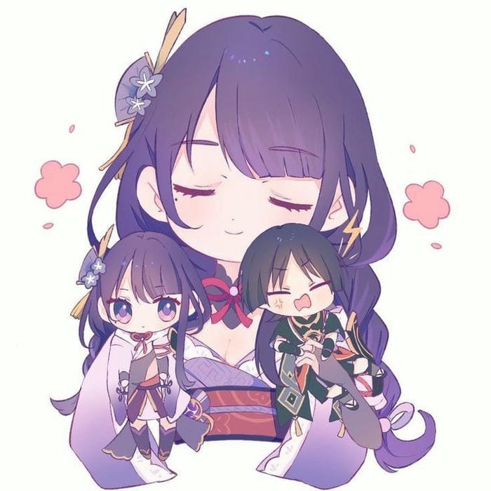 hình chibi raiden shogun và scaramouche