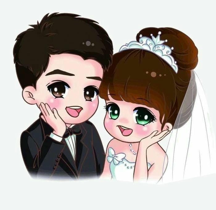 hình cô dâu chú rể chibi cực đáng yêu