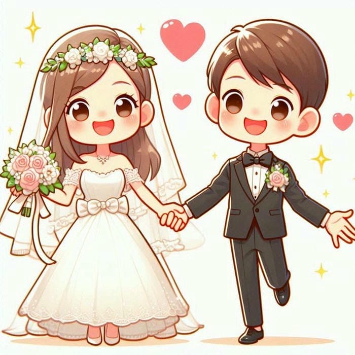 hình cô dâu chú rể chibi cực đẹp