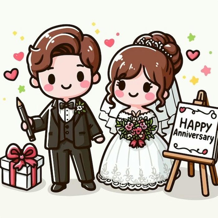 hình cô dâu chú rể chibi đẹp cực