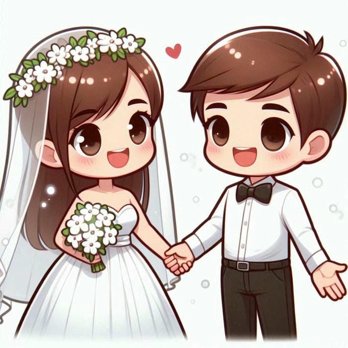 hình cô dâu chú rể chibi đẹp