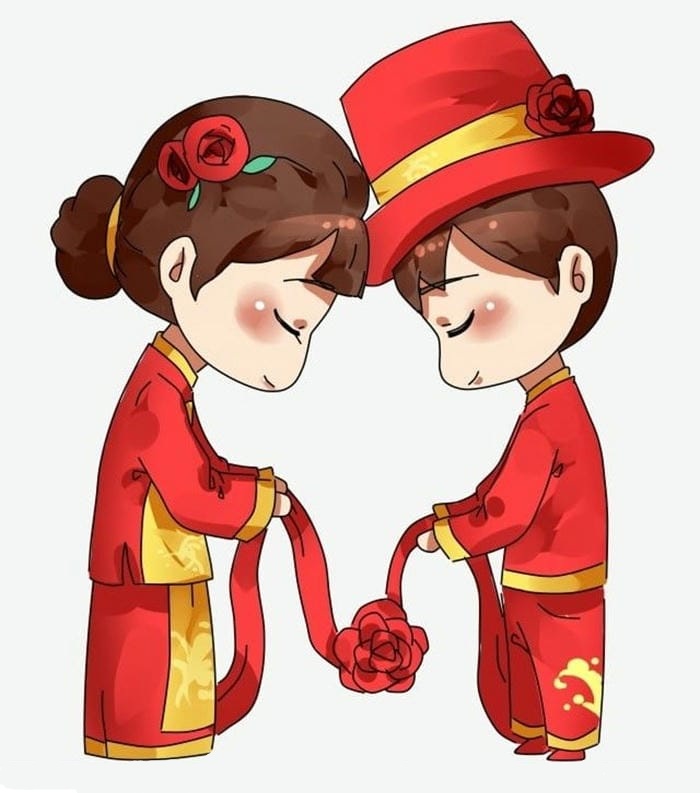 hình cô dâu chú rể chibi siêu cute