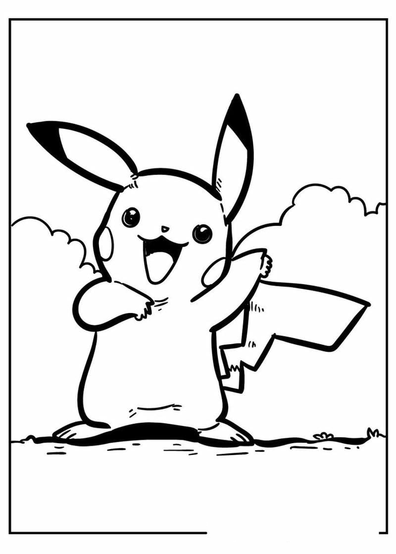 in tranh tô màu pikachu