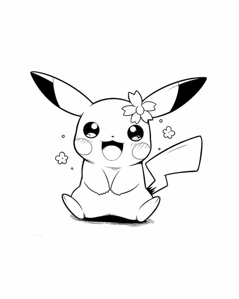 tranh tô màu pikachu cute