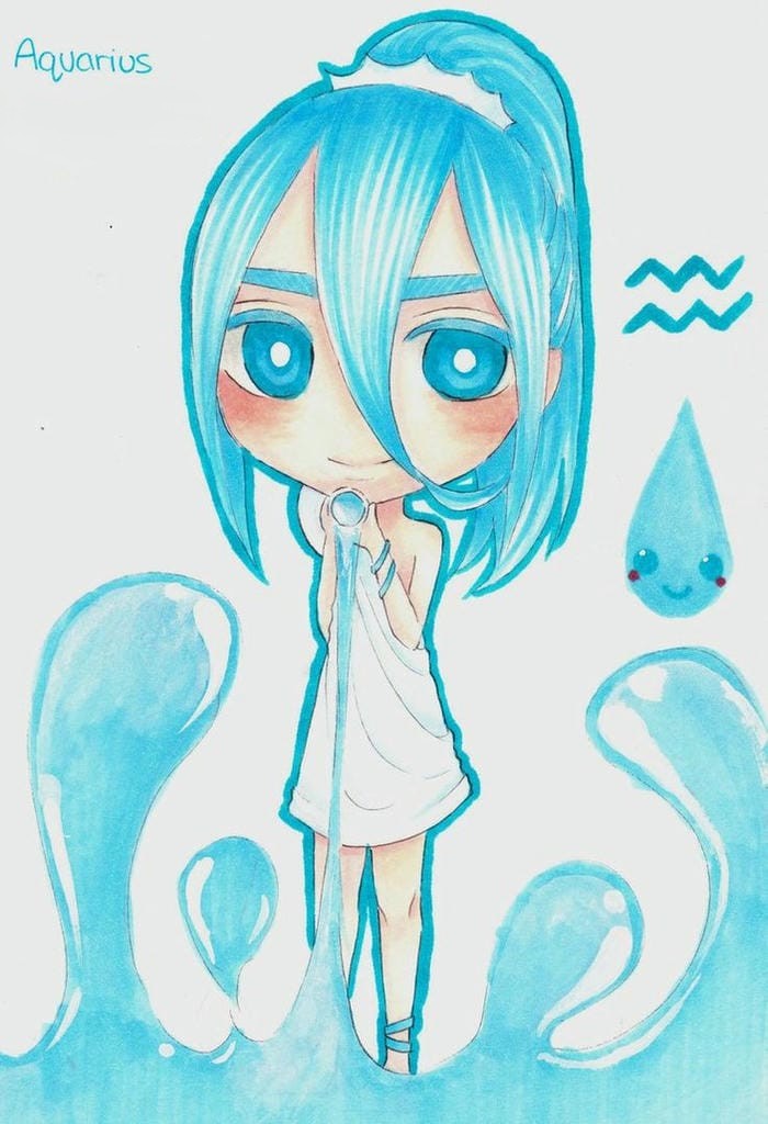 vẽ cung bảo bình chibi