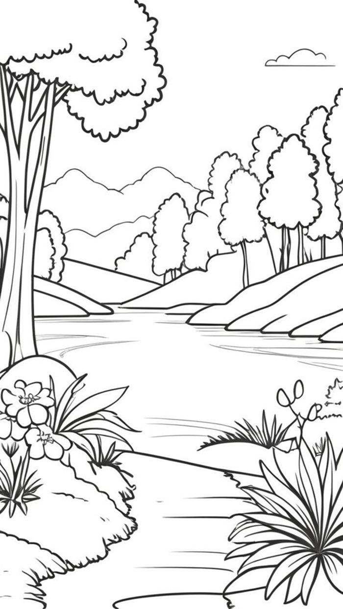 ảnh tô màu tranh phong cảnh cực đẹp