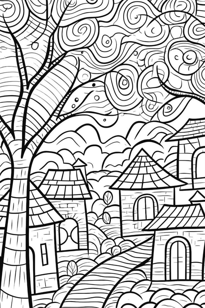 ảnh tô màu tranh phong cảnh