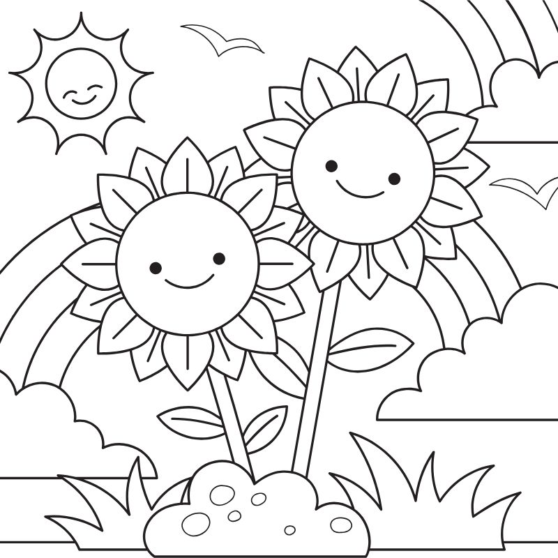 ảnh tranh tô màu cầu vồng cho bé mẫu giáo