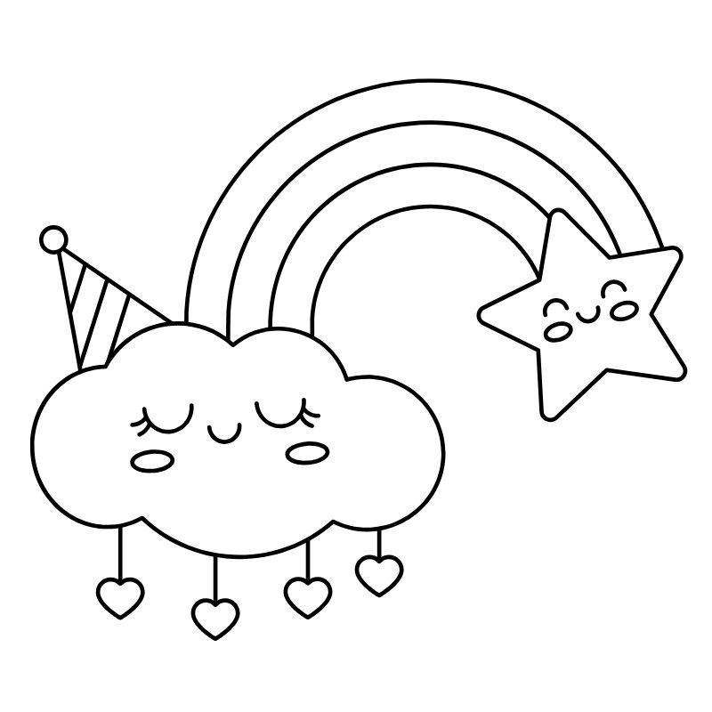 ảnh tranh tô màu cầu vồng cho các bé