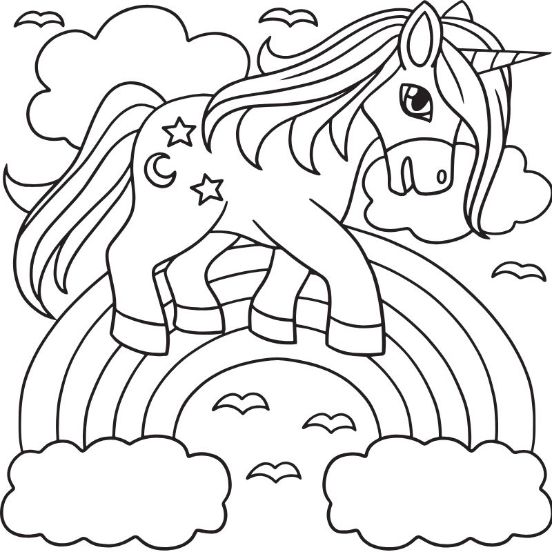 ảnh tranh tô màu cầu vồng cho trẻ 3-4 tuôỉ