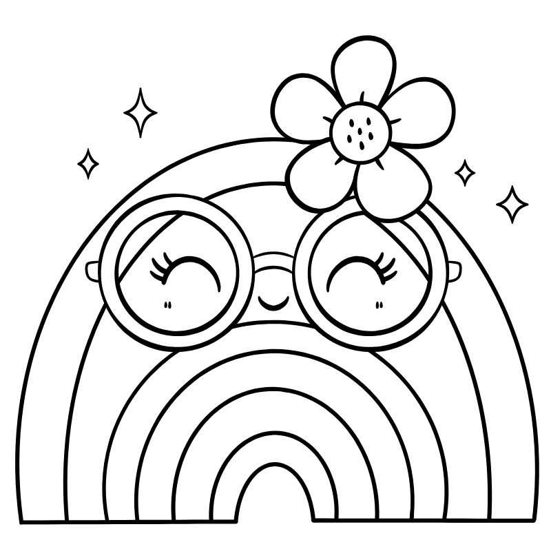 ảnh tranh tô màu cầu vồng cute
