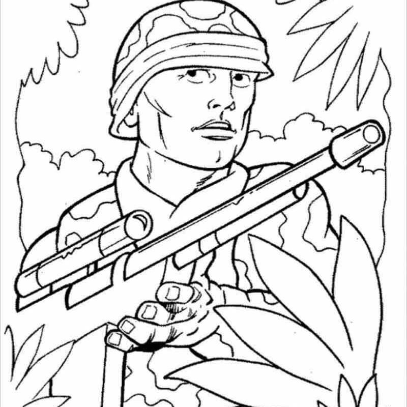 ảnh tranh tô màu chú bộ đội cho bé 4 tuổi