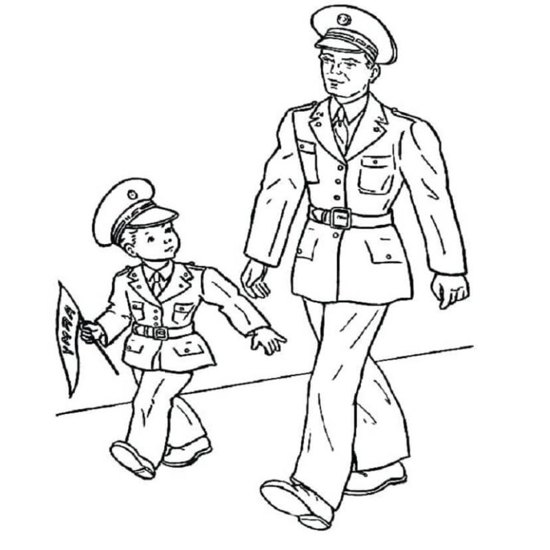 ảnh tranh tô màu chú bộ đội cho bé 5 tuổi