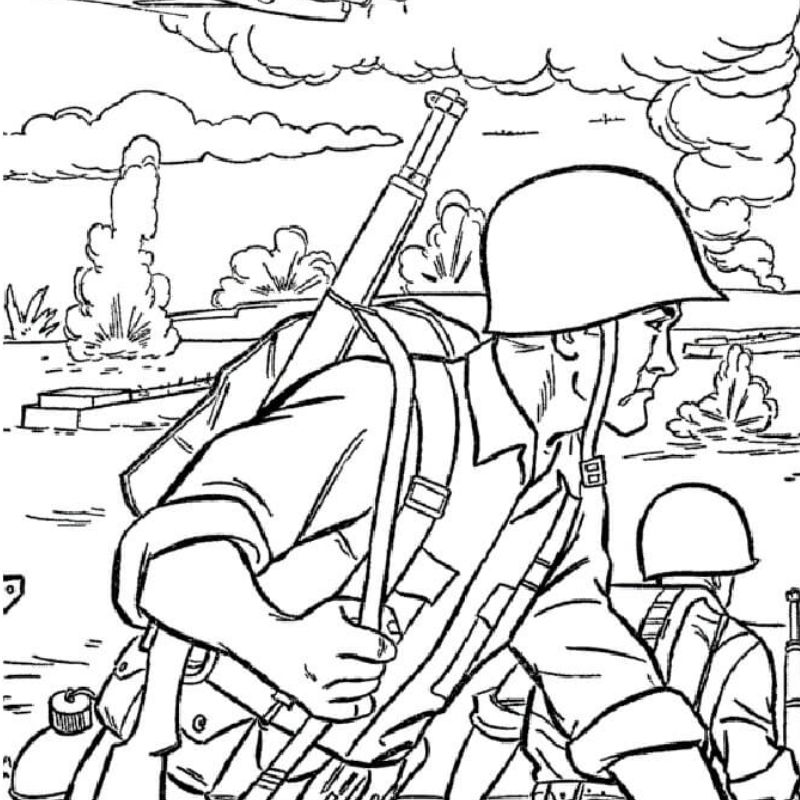 ảnh tranh tô màu chú bộ đội cho trẻ nhỏ