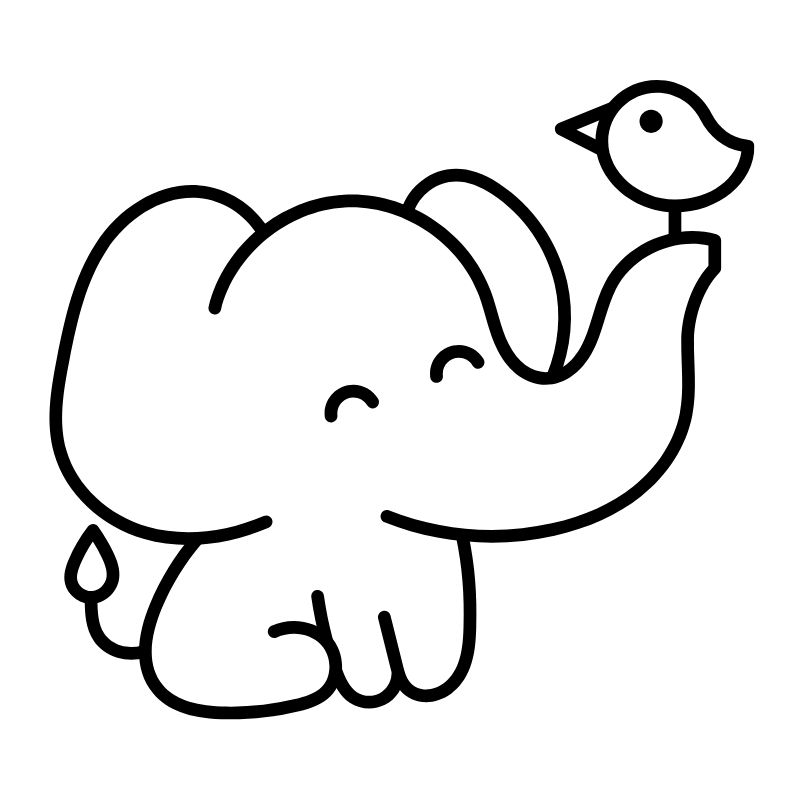 ảnh tranh tô màu con voi cho bé