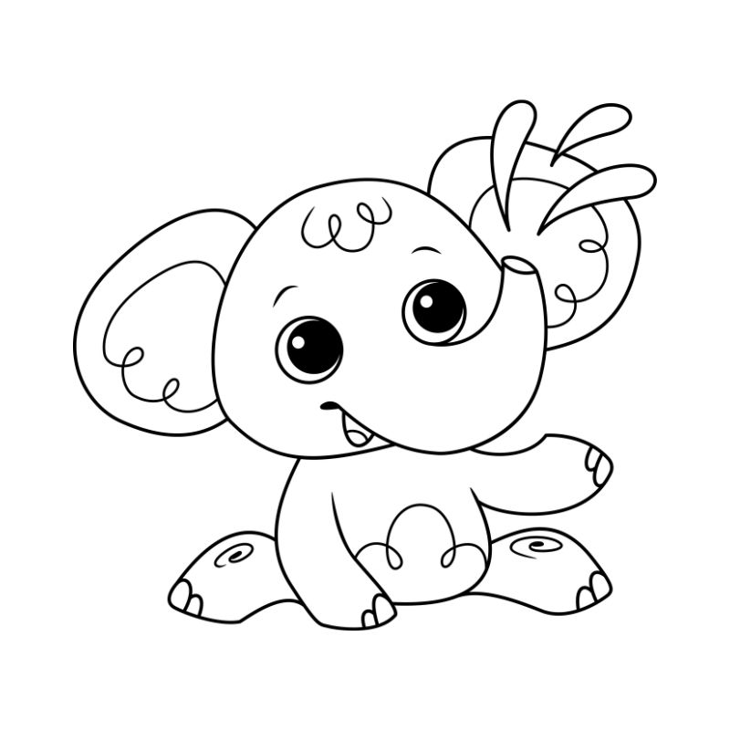 ảnh tranh tô màu con voi cho trẻ nhỏ