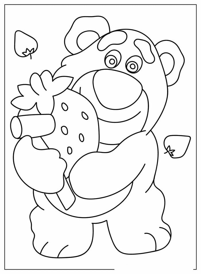 ảnh tranh tô màu gấu dâu cute cực xinh