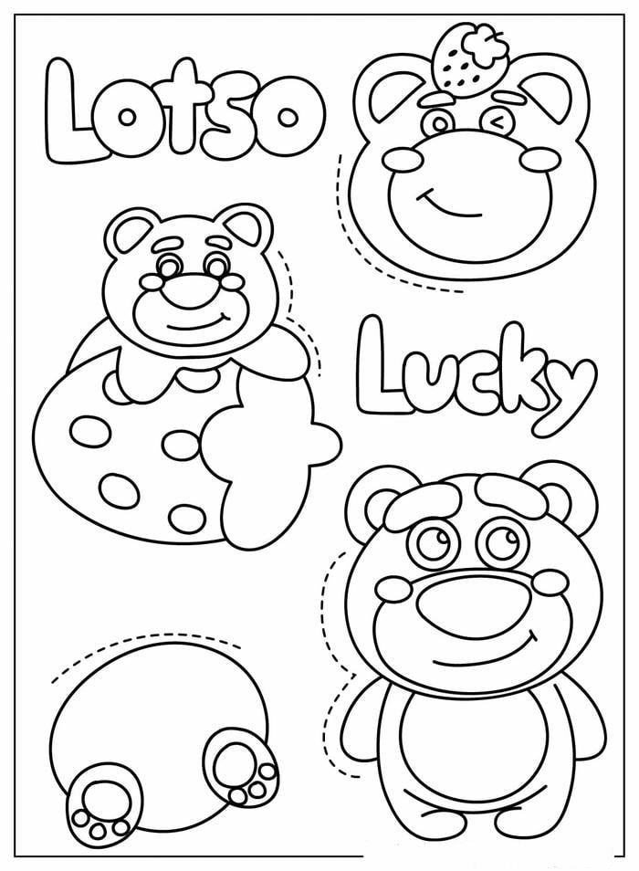 ảnh tranh tô màu gấu dâu cute đẹp full hd