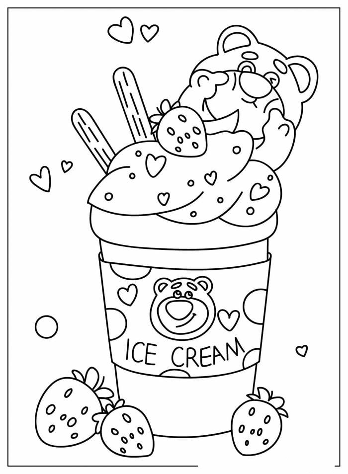 ảnh tranh tô màu gấu dâu cute full hd