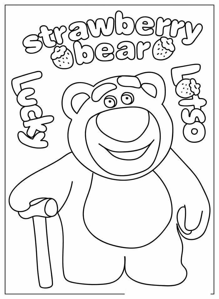 ảnh tranh tô màu gấu dâu cute hd