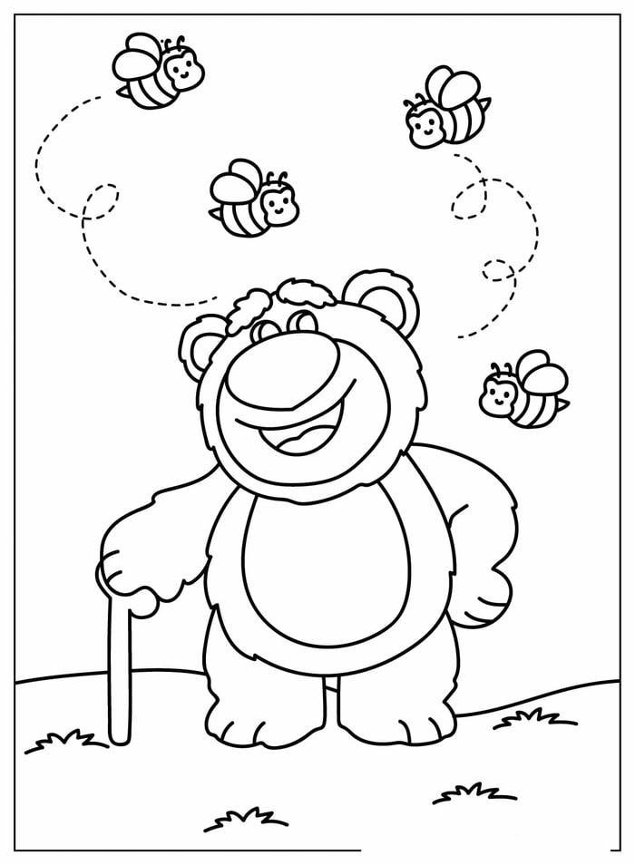 ảnh tranh tô màu gấu dâu cute nhất