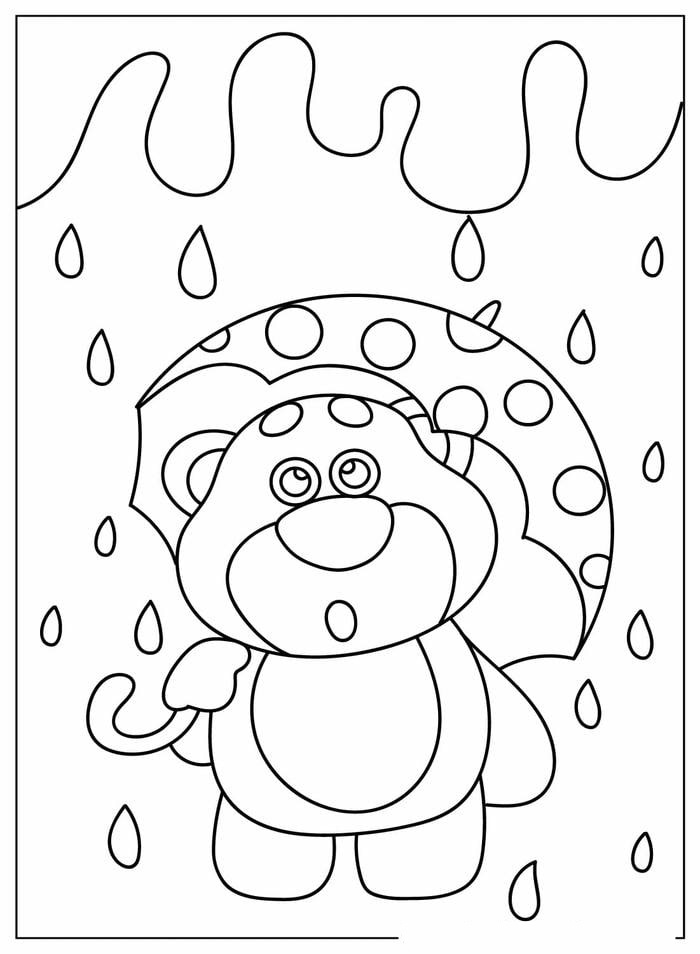 ảnh tranh tô màu gấu dâu cute siêu xinh