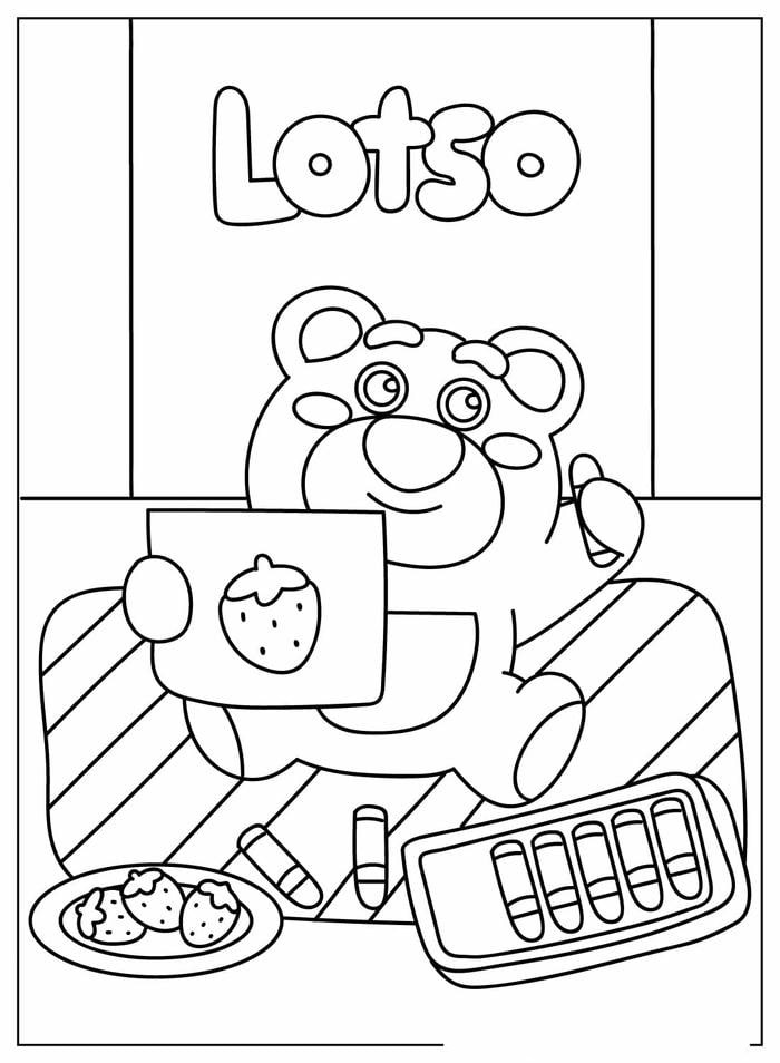 ảnh tranh tô màu gấu dâu cute xinh nhất