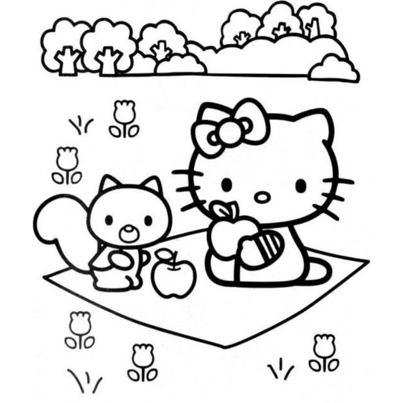 ảnh tranh tô màu hello kitty cho bé 4 tuổi