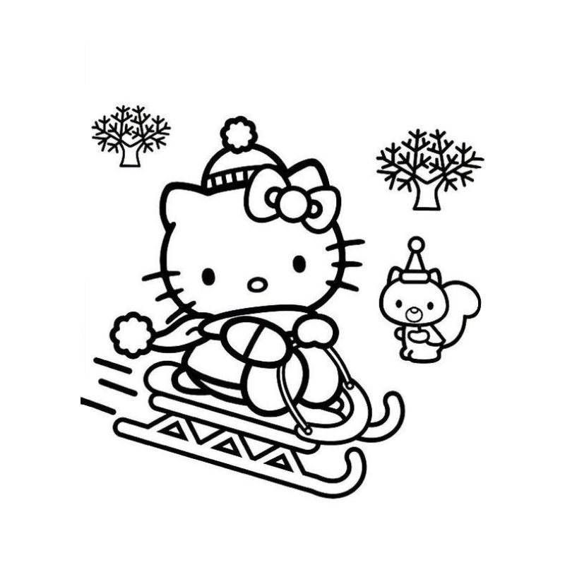 ảnh tranh tô màu hello kitty cho trẻ 3-4 tuôỉ