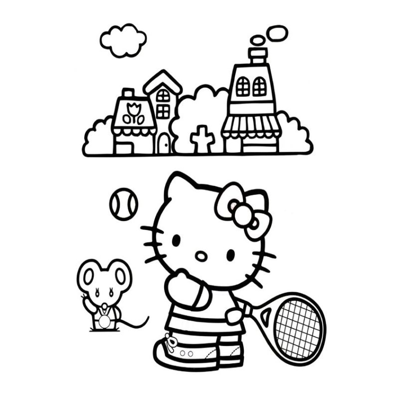 ảnh tranh tô màu hello kitty cho trẻ mầm non