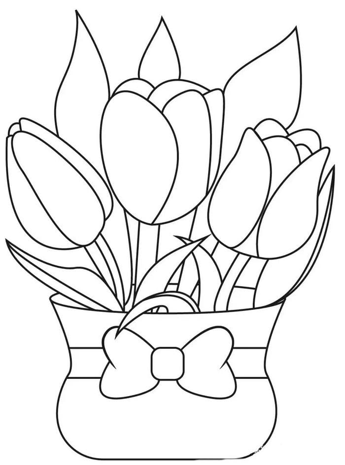 ảnh tranh tô màu hoa tulip xinh đẹp