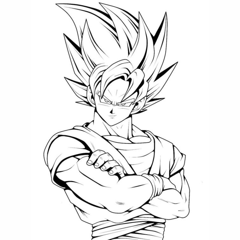 ảnh tranh tô màu songoku cho trẻ 3-4 tuôỉ