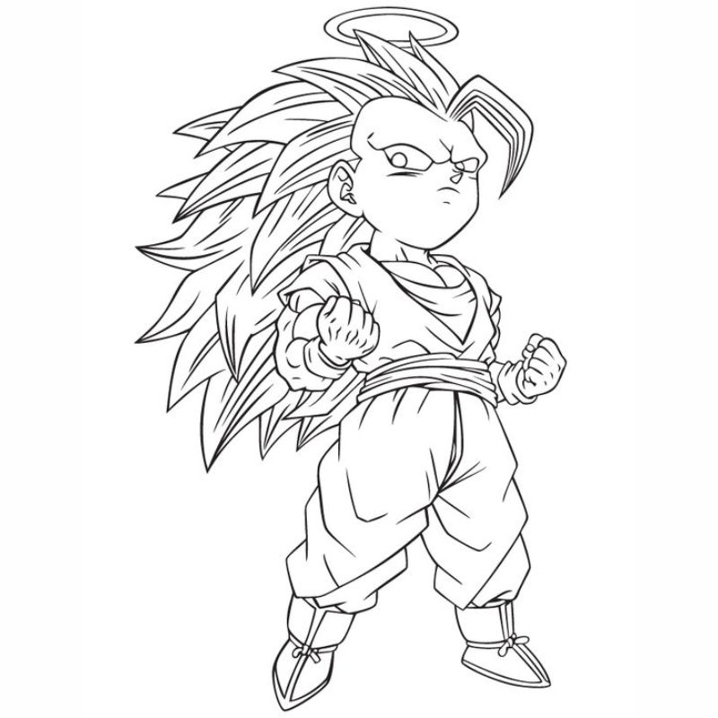 ảnh tranh tô màu songoku cho trẻ mầm non