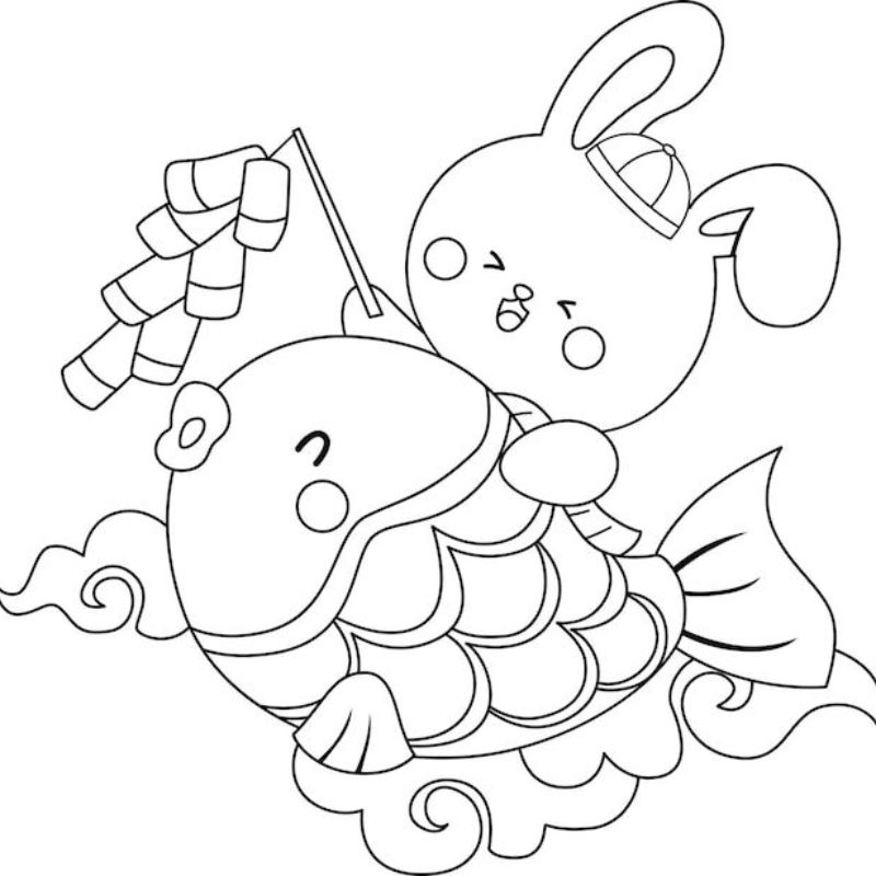 ảnh tranh tô màu trung thu cho trẻ mầm non