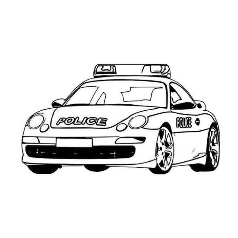 ảnh tranh tô màu xe cảnh sát cho trẻ mầm non